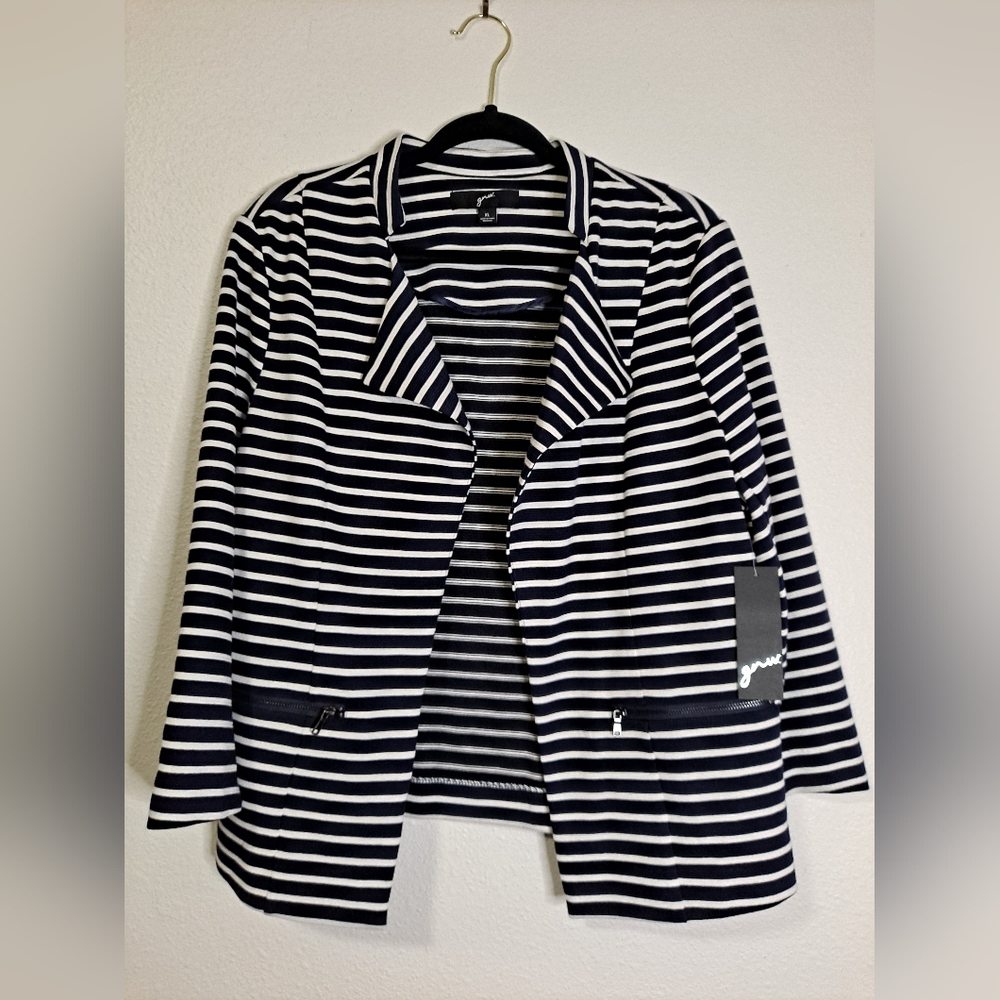 GNW Black and White Striped Blazer